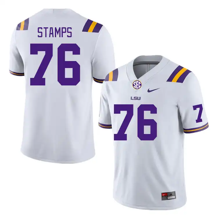 Men's LSU Tigers Christian Stamps #76 White NCAA Football Jersey